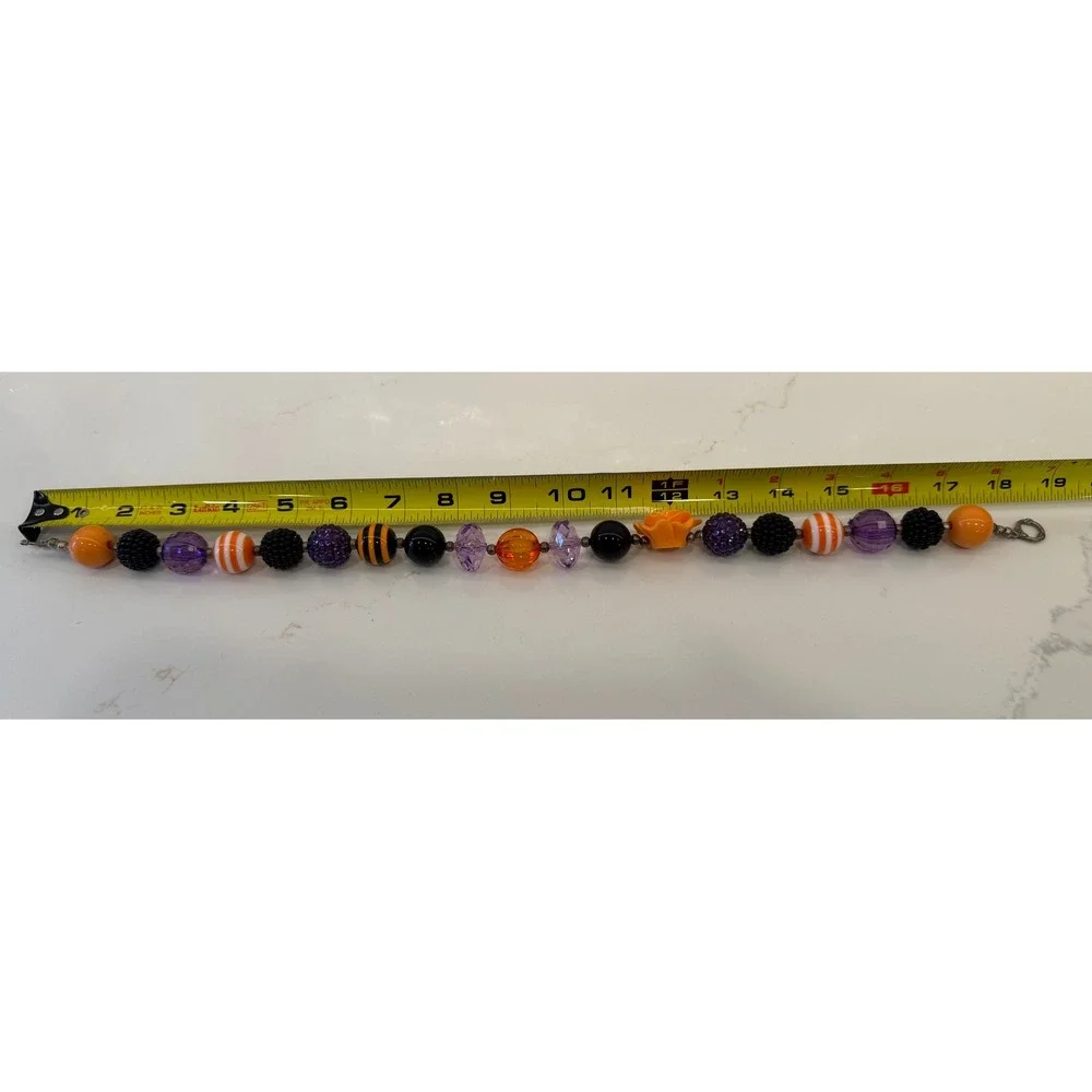 Halloween Chunky Bubblegum Necklace Kids Orange Purple‎ Black Rose Bead 18 Inch